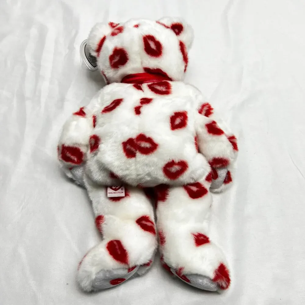 Ty Beanie Buddies Collection Smooch Kiss Print Bear 2001 Employee Design 14
